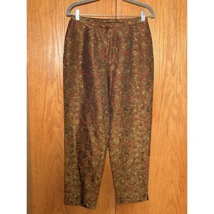 Classiques Entier Dress Pants Wm Size‎ 8 Metallic Autumn Floral Tapered Leg VTG